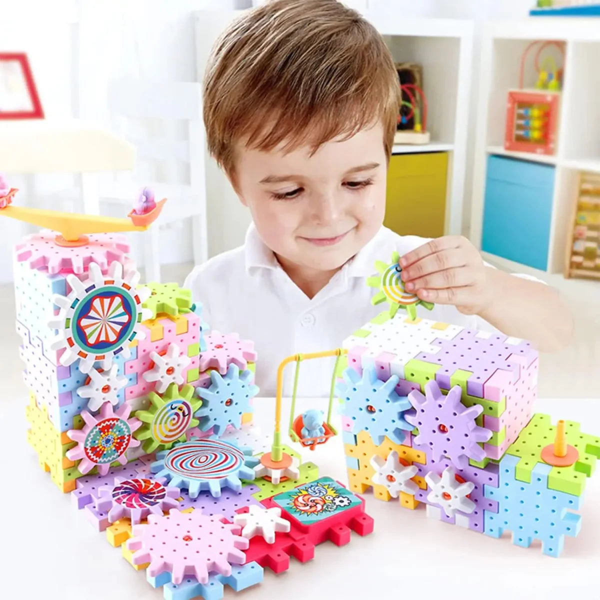 Planet Junior Electric Gear Spinning STEM Building Blocks Set