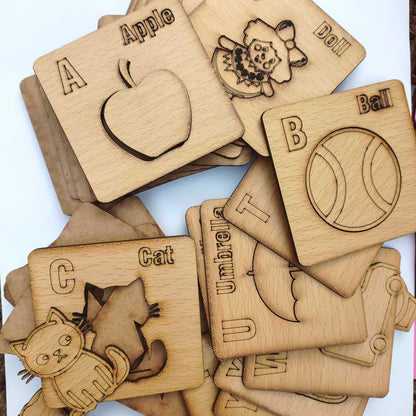 Wooden Kids Drawing Stencils & Puzzle  29pcs set ABC