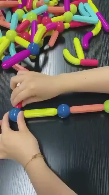 Kido kraze Magnetic Toys Building Blocks - 36/64 PCS Kids Magnet Balls and Rods Set Toddler STEM Sticks Toy Learning Educational Block Games Stacking Toys for Boy Girl Age 3+ Years Old Preschool
