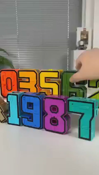 Transformer Robot With Number Figures Educational Toy Set