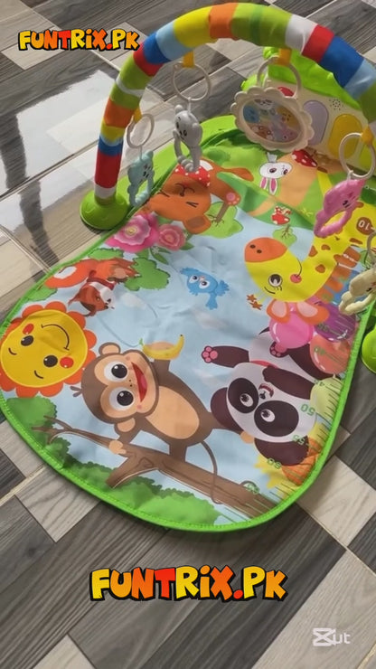 3 in 1 Newborn Baby Play Gym, Toddler Activity Play Mat, Baby Piano Fitness Rack Matt for Infants