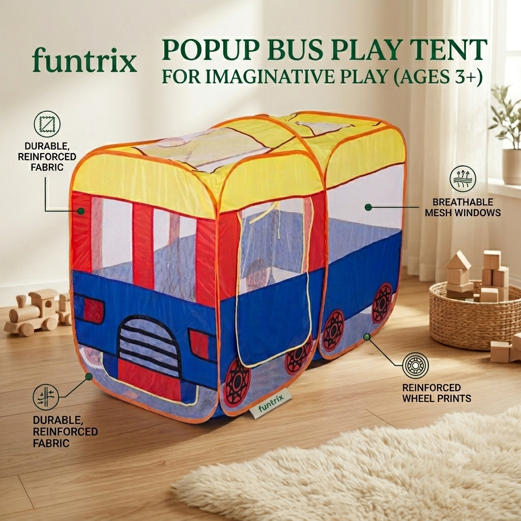 Big Pop Up Tent House + 50 balls For Kids Large School Bus Shape