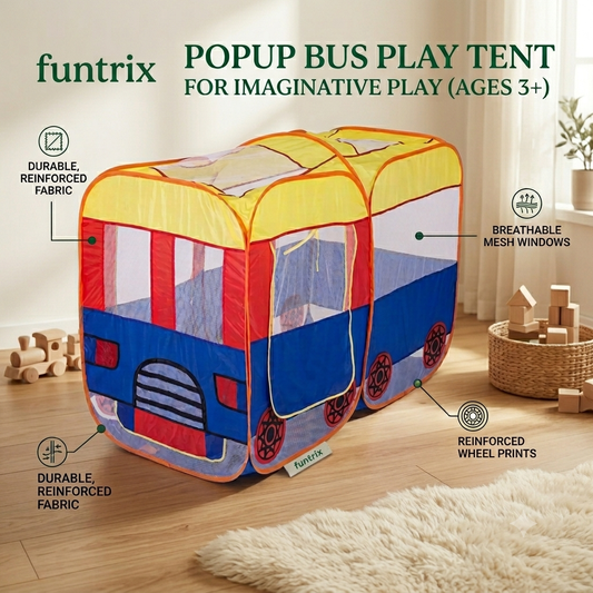 Big Pop Up Tent House + 50 balls For Kids Large School Bus Shape