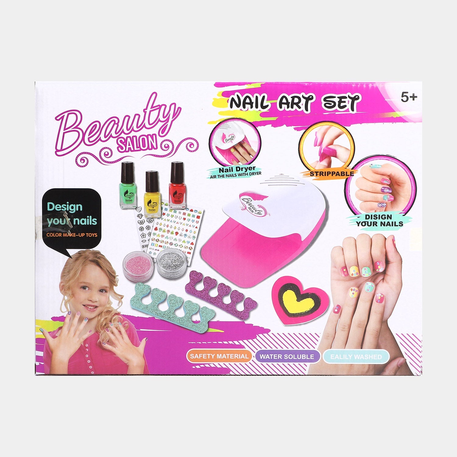 Nail Art Set For Girls 5+ with Light-up Dryer